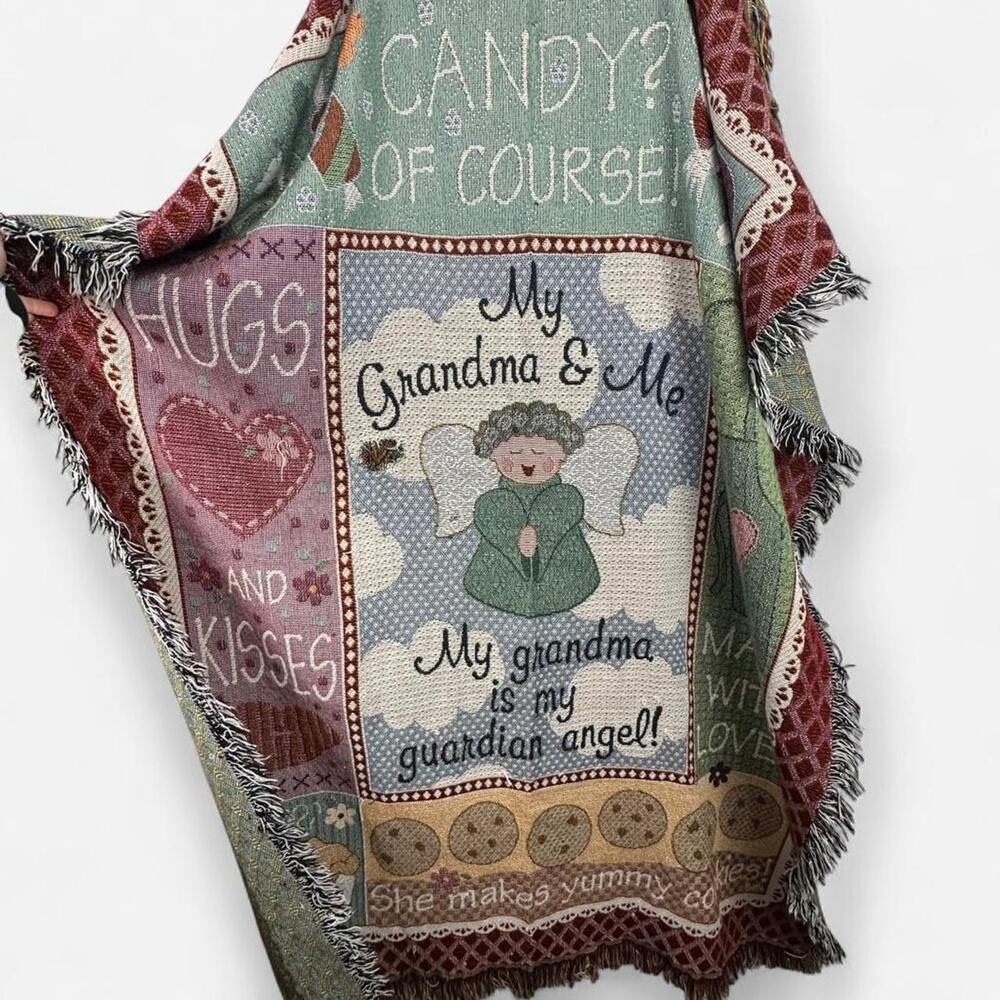 Vintage grandma angel tapestry throw blanket